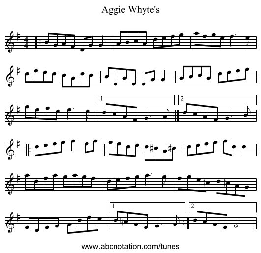 Aggie Whyte's - staff notation