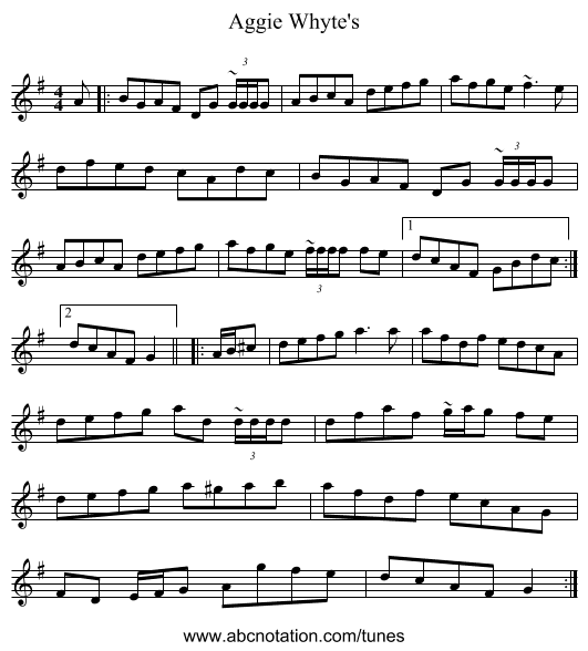 Aggie Whyte's - staff notation