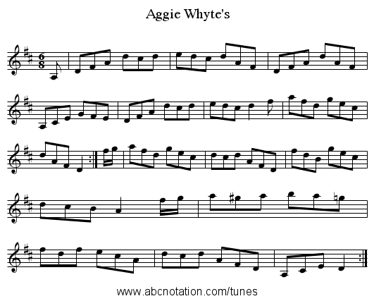 Aggie Whyte's - staff notation
