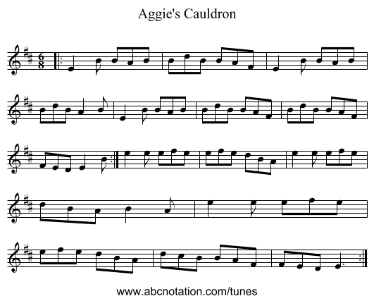 Aggie's Cauldron - staff notation