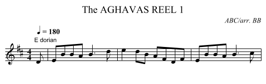 AGHAVAS REEL 1, The - staff notation