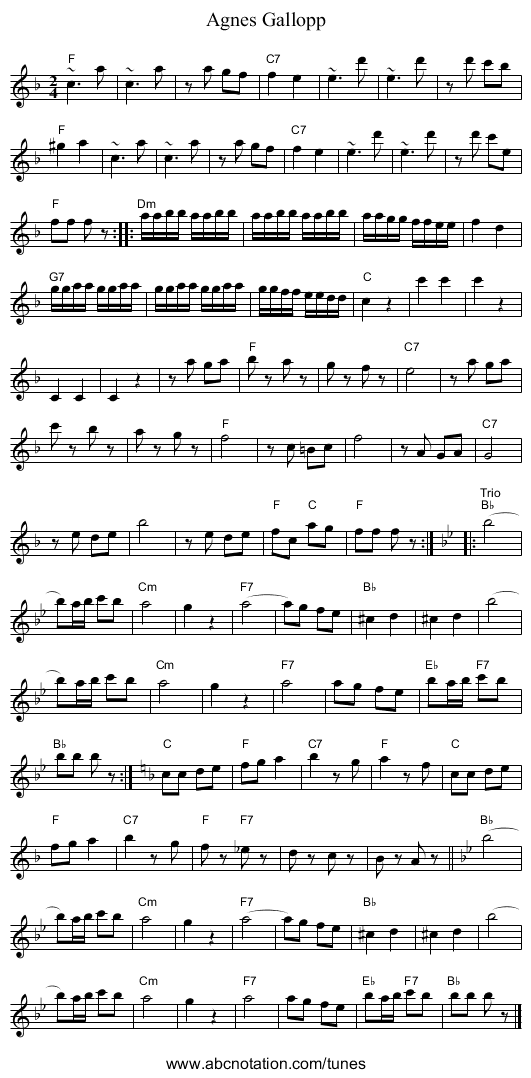 Agnes Gallopp - staff notation