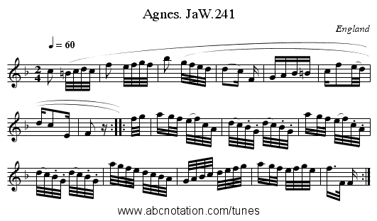 Agnes. JaW.241 - staff notation