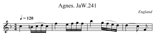 Agnes. JaW.241 - staff notation