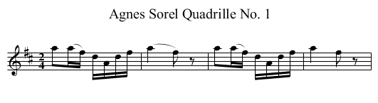 Agnes Sorel Quadrille No. 1 - staff notation