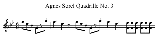 Agnes Sorel Quadrille No. 3 - staff notation