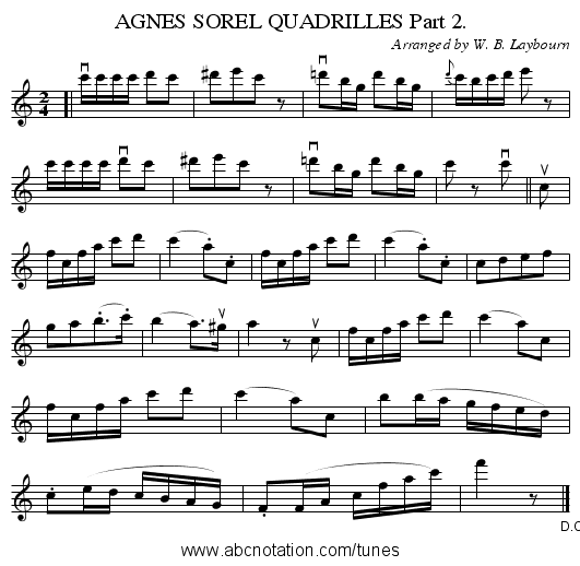 AGNES SOREL QUADRILLES Part 2. - staff notation