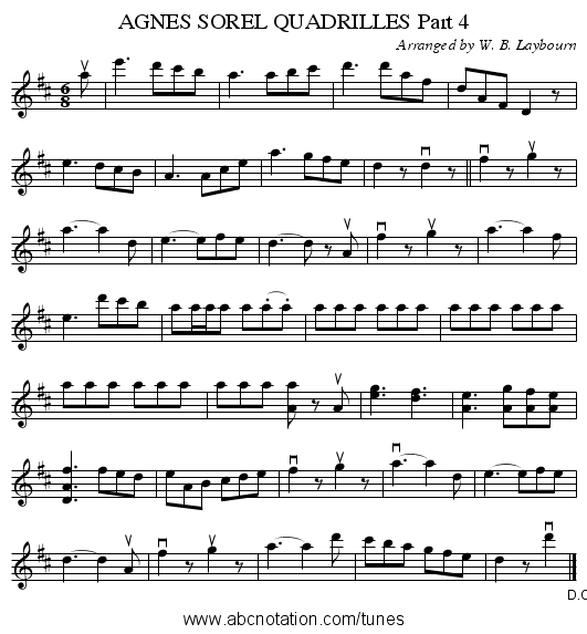 AGNES SOREL QUADRILLES Part 4 - staff notation