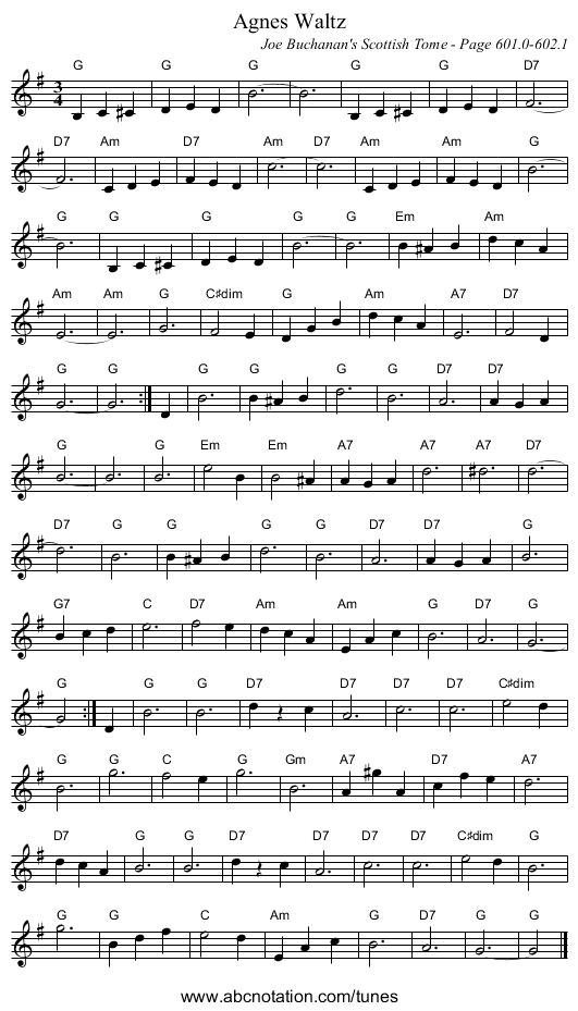 Agnes Waltz - staff notation