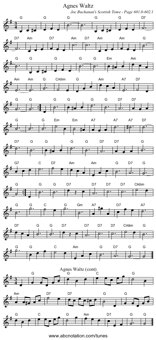 Agnes Waltz - staff notation
