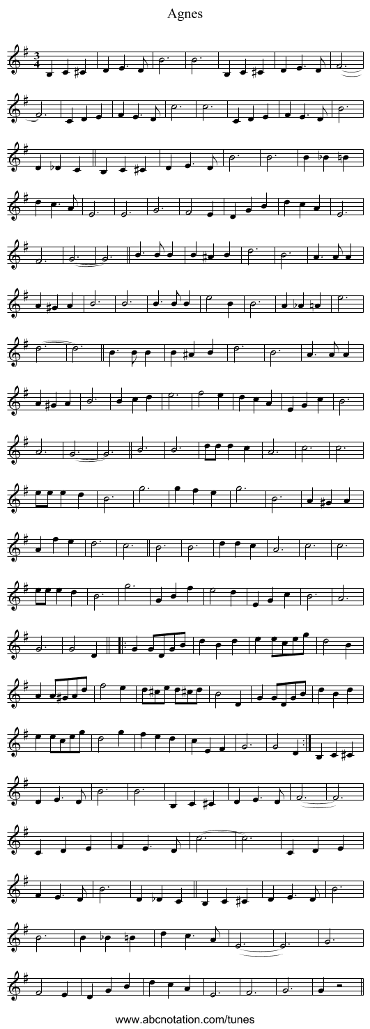 Agnes - staff notation