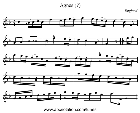 Agnes (?) - staff notation