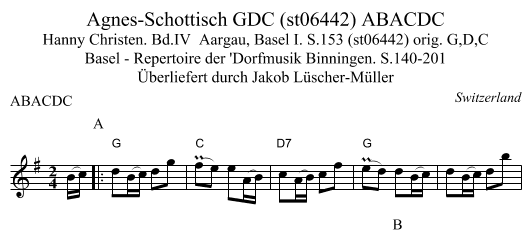Agnes-Schottisch GDC (st06442) ABACDC - staff notation