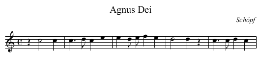 Agnus Dei - staff notation