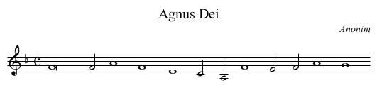Agnus Dei - staff notation