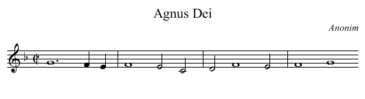 Agnus Dei - staff notation