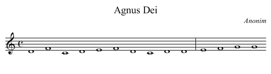 Agnus Dei - staff notation
