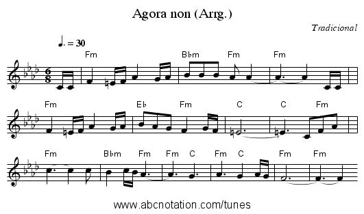 Agora non (Arrg.) - staff notation