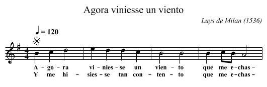 Agora viniesse un viento - staff notation