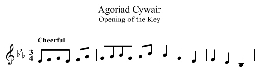 Agoriad Cywair - staff notation