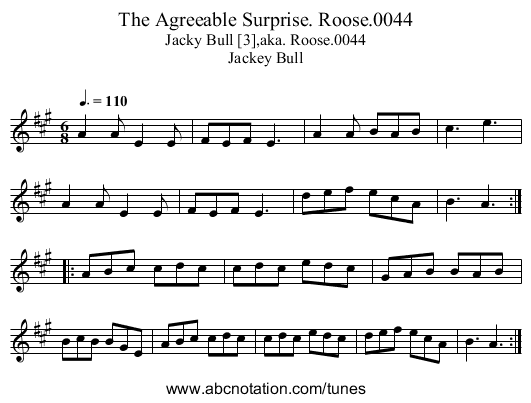 Agreeable Surprise. Roose.0044, The - staff notation
