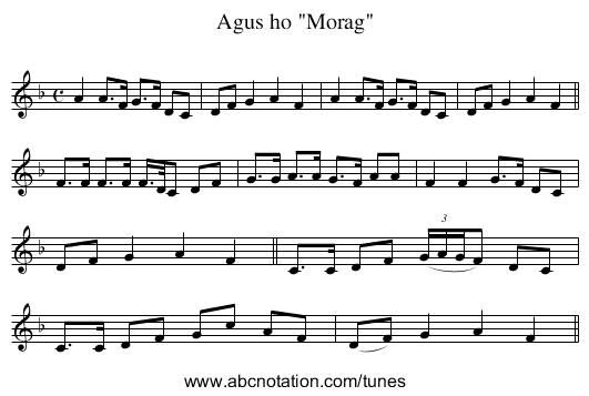 Agus ho Morag - staff notation