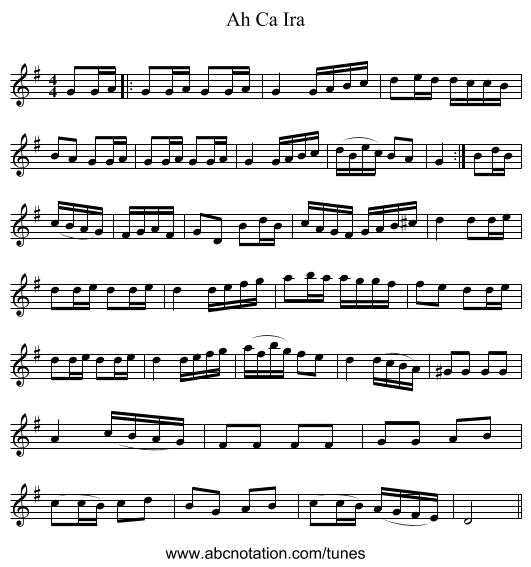 Ah Ca Ira - staff notation
