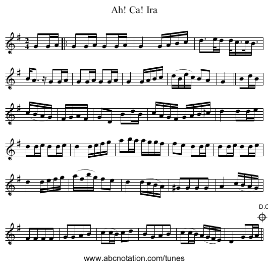 Ah! Ca! Ira - staff notation
