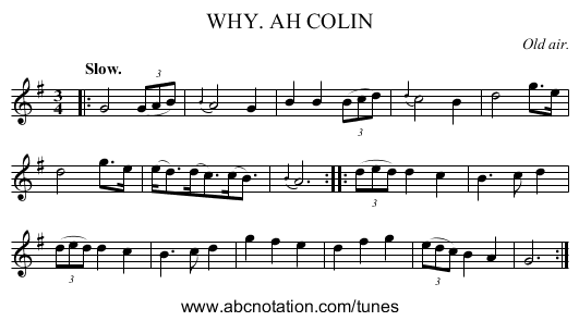 AH COLIN, WHY. - staff notation
