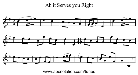 Ah it Serves you Right - staff notation