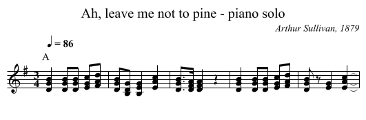 Ah, leave me not to pine - piano solo - staff notation