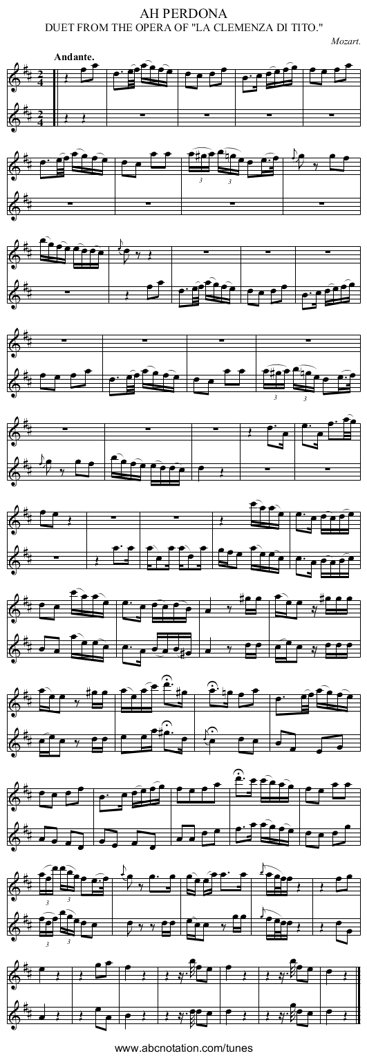 AH PERDONA - staff notation