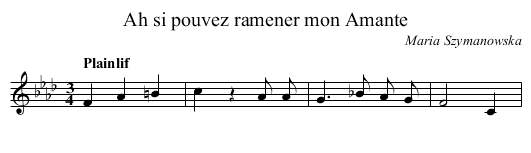 Ah si pouvez ramener mon Amante - staff notation