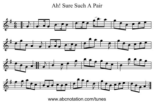 Ah! Sure Such A Pair - staff notation