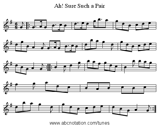 Ah! Sure Such a Pair - staff notation