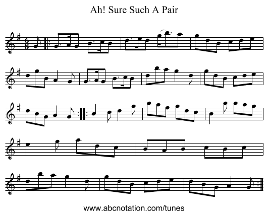 Ah! Sure Such A Pair - staff notation