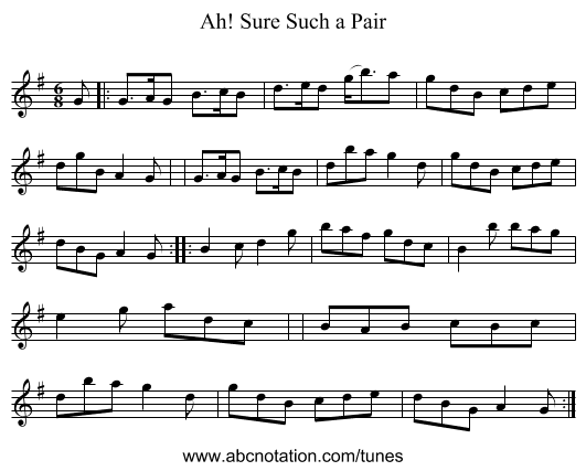 Ah! Sure Such a Pair - staff notation