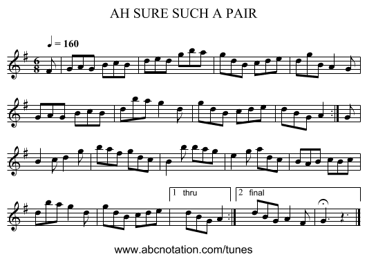 AH SURE SUCH A PAIR - staff notation