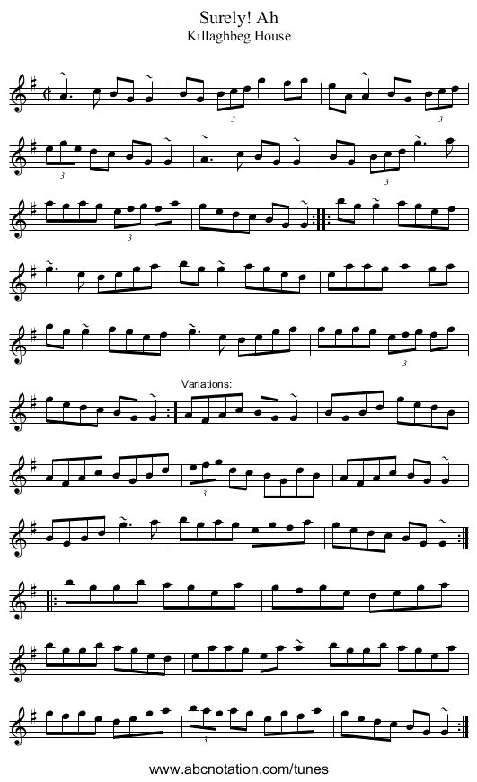 Ah, Surely! - staff notation