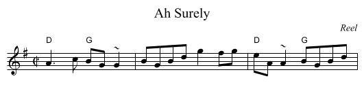 Ah Surely - staff notation