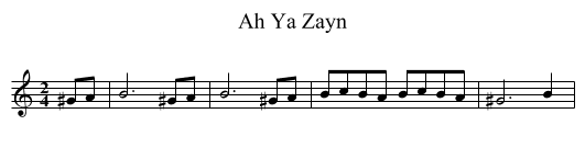 Ah Ya Zayn - staff notation