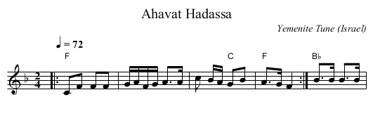 Ahavat Hadassa - staff notation
