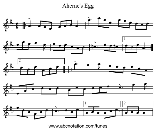 Aherne's Egg - staff notation