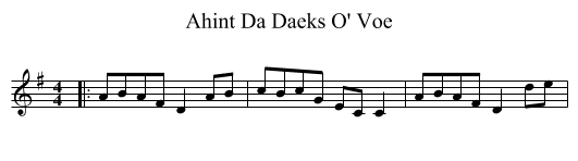 Ahint Da Daeks O' Voe - staff notation