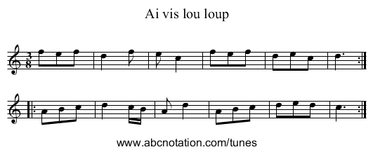 Ai vis lou loup - staff notation
