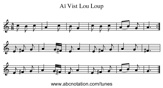 Aï Vist Lou Loup - staff notation