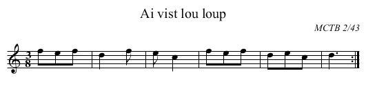 Ai vist lou loup - staff notation