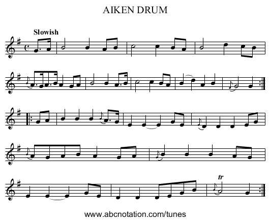 AIKEN DRUM - staff notation
