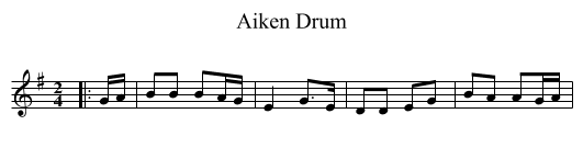 Aiken Drum - staff notation