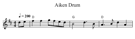 Aiken Drum - staff notation